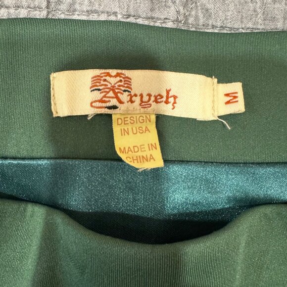 Green Unique Flare Micro Mini A-Line Skirt Satin Lining USA M - Picture 3 of 3